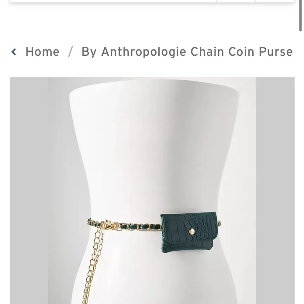 - Anthropologie  Green Chain Belt Coin Pouch XS/S